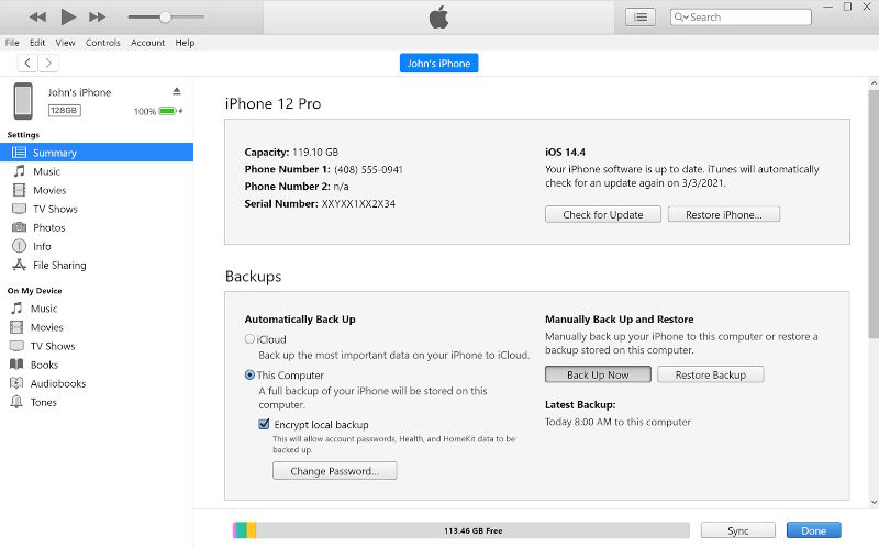 بکاپ آیفون iTunes