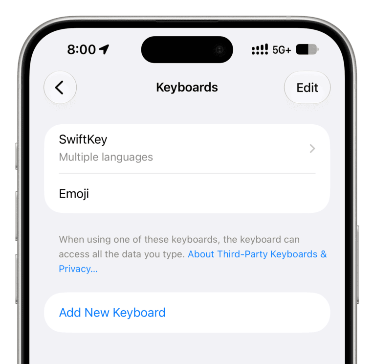 تنظیم کیبورد SwiftKey به عنوان کیبورد اصلی آیفون